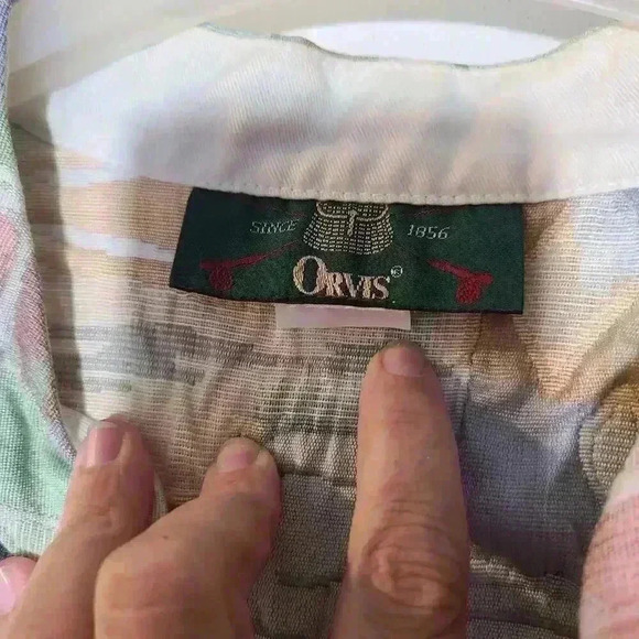 Vintage Orvis Quilted Jacket Tapestry Buttons Sz L - Picture 6 of 9